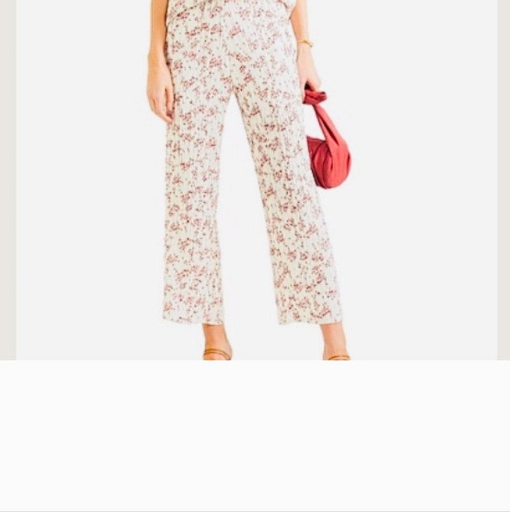 Markus Lupfer ditzy blossom white pleated cropped pants